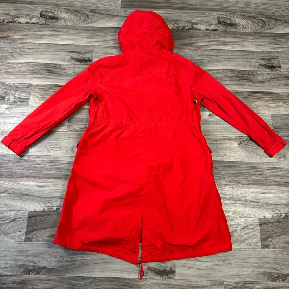 Eileen Fisher Hooded Long Anorak Jacket in Red Size Extra Large